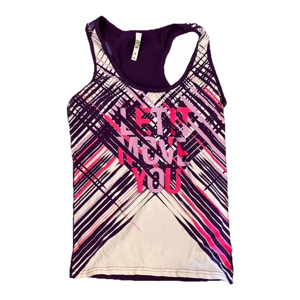 Zumba Women's Tank Top Racer Back Med Purple let it move you‎ activewear